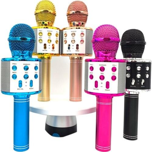WS858L LED Microphone New Bluetooth Wireless USB WS858L Professional Speaker Consender KTV Mobile Phone Player Mic Record Music