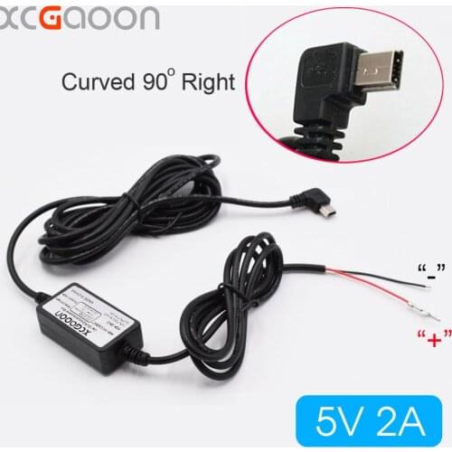 XCGaoon 10pcs Car Charger DC Converter Module 12V 24V To 5V 2A mini USB Cable (Curved Right) Low Voltage Protection Length 3.1m