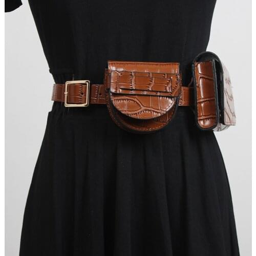 Womens runway fashion PU leather bag Cummerbunds female Dress Corsets Waistband Belts decoration wide belt R3428