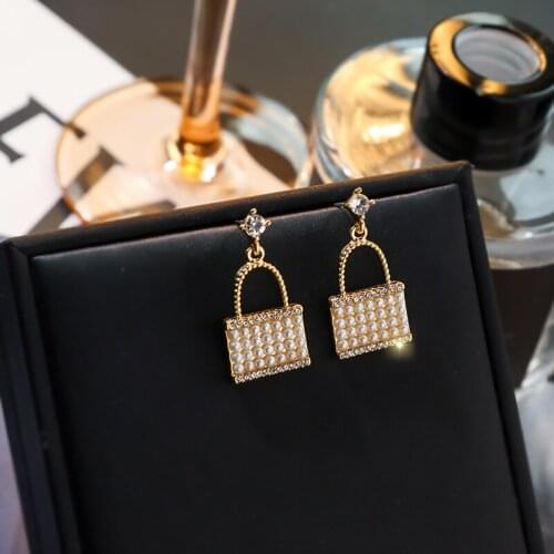 Exknl Party Bohemian Shiny Drop Earrings Women Fashion Dangle Korean Vintage Bag 2020 Simulated Pearl Earrings For Women Jewelry
