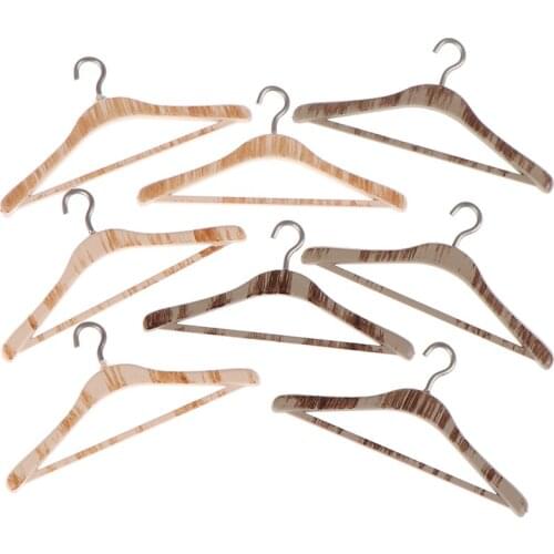1:12 Dollhouse Miniature Wood Hangers Clothes Doll House Accessory doll accessories 4/8Pcs