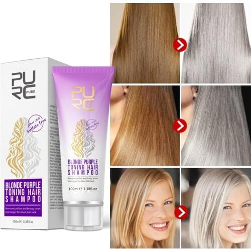 100ml Purc Hair Bleach No Yellow Blonde Hair Shampoo Anti Brass Off Purple Shampoo Hair Color Dyed Treatment Coloring Hair