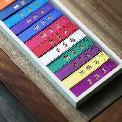 12pcs Chinese Painting calligraphy Ink Stick HuiMo 12 Color Pigment Inkstick set