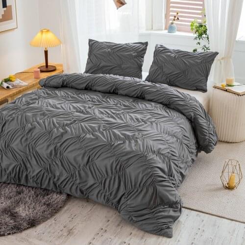 2/3pcs Plain Colour Texture Lines Duvet Cover Pillowcases Queen King Size Comfortable Bedding Set