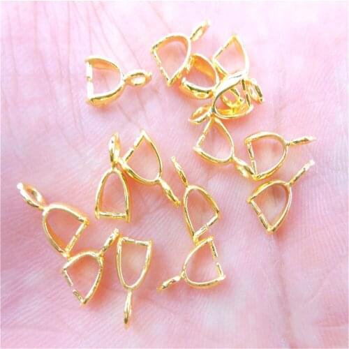 200PCS Wholesale 18K Gold For Necklace Earrings DIY Jewelry Making Results Bail Connector With Clip Pendant Linker