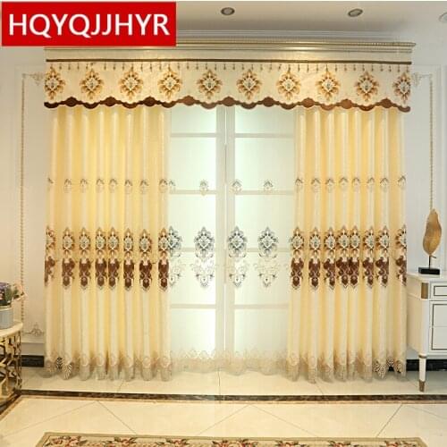 3 Color Luxury Embroidered Blackout Curtains For Living Room European And American High Quality Curtains For Bedroom Kitchen