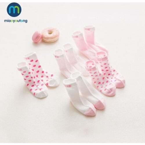 5 pair/lot Pink Lovely Cartoon Kids Boy Skarpetki Newborn Socks New Knit Breathable Cotton Soft Baby Sock Girl Miaoyoutong