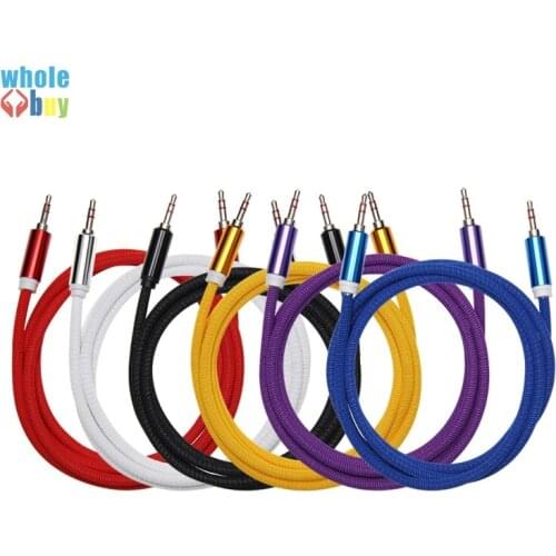 500pcs/lot Wholesale 3.5mm Jack Audio Cable 1.5m Cable Cloth Fabric Braid AUX Cable for Tablet Cellphone TV Aux Cord