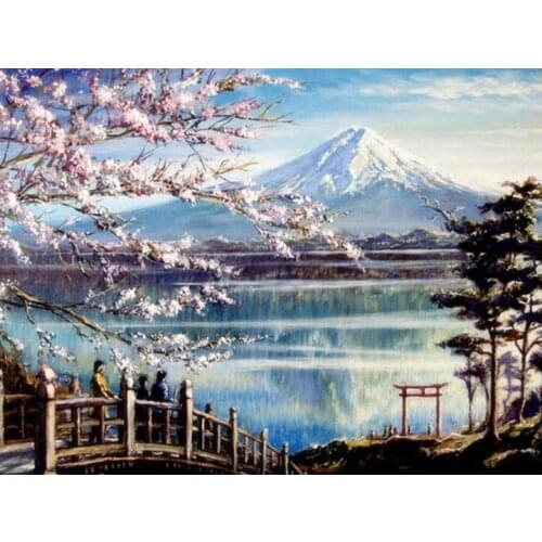 Mountain lake diamond art painting fuji japan mosaic embroidery picture puzzle stones stickers home decor needlework craft diy