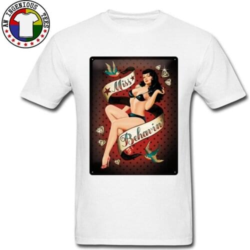 Blechschild Pin Up Sex Pageant Poster T Shirt Adult Men Sexy Beauty White Awesome Tshirt Good Quality Fashion Cool Tee Shirts