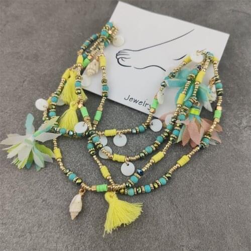 Boho Tassel Charm Anklets Arm Bracelet Shoes Women Accessories Foot Jewelry Anklet Wedding Party for summer Beach