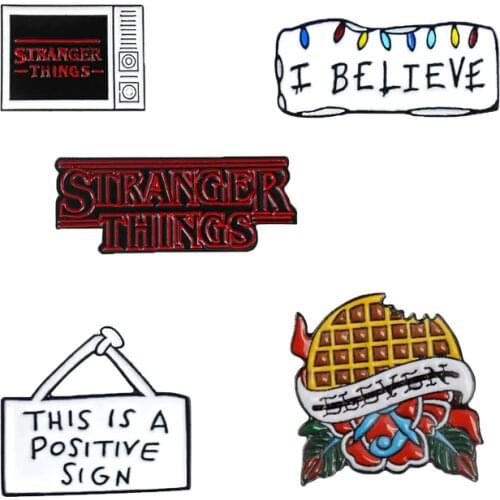 New STRANGER THINGS era TV brooch horror red character letter flower sign brooch fashion personality backpack Gothic badge jewel