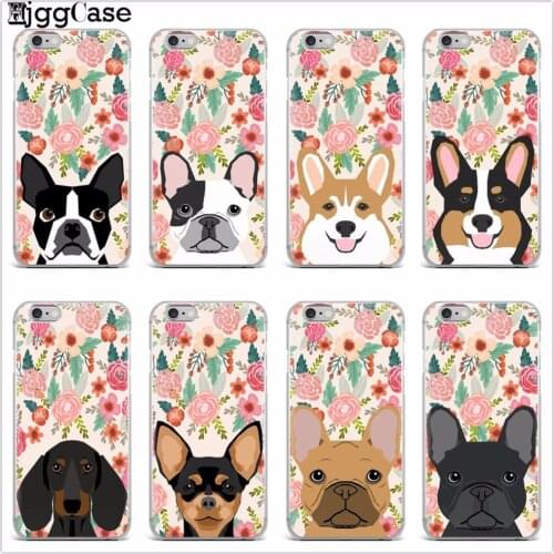 Dachshund French Bulldog Labrador Welsh Corgi florals spring flowers Soft Case For iPhone 11 Pro XS Max XR X 5 S SE 6 S 7 8 Plus