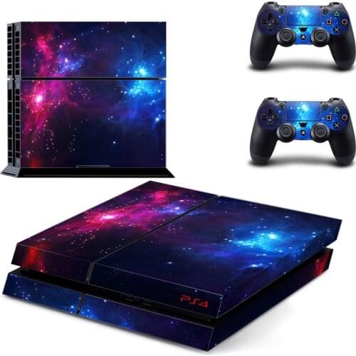 Sticker Cover for Sony PS4 Console Vinyl Skin with 2 Controllers Decal Romantic Galaxy Star Sticker for Playstation 4 Gamepad