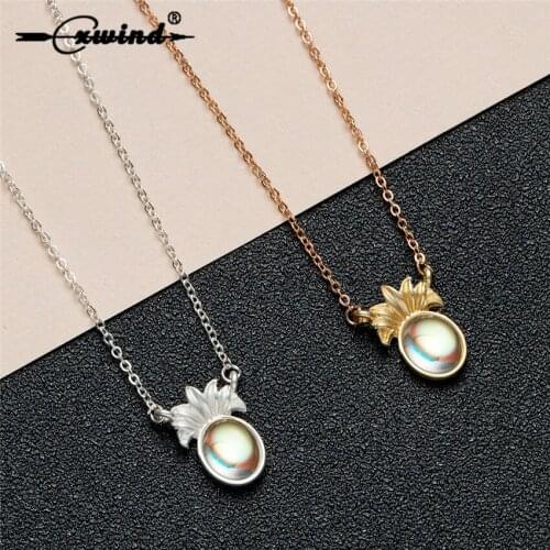 Cxwind New Fashion Moon Stone Pineapple Pendants Necklaces Charm Fruit Necklace Statement Geomeric Choker Chain Jewelry