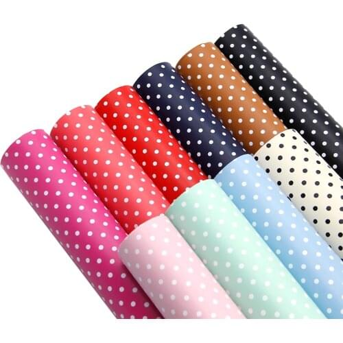 David accessories 20*33cm Dots Double Side Faux Synthetic Leather Fabric, DIY Sewing HairBow Bag Shoes Crafts,1Yc6304