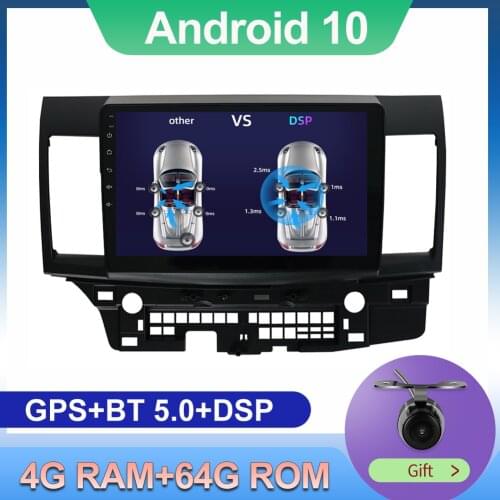 DSP PX6 For Mitsubishi Lancer Car Radio Stereo GPS Navigation Android 10.0 4GB+64GB 10inch Mirror Link Rockford Fosgate