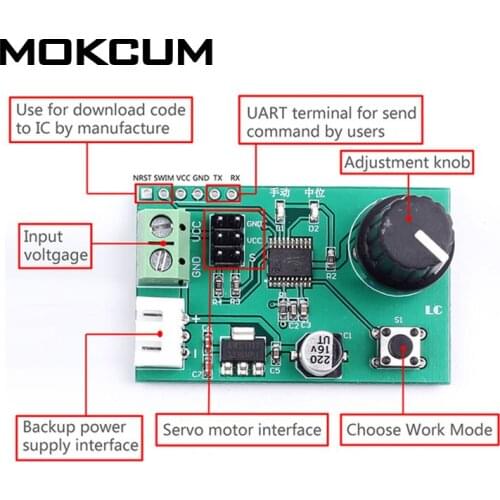 Dual Servo Motor Drive Module Controller Debugger for SG90/MG995/MG996 Robot -20 ~ 70 Celsius Servo Control Module