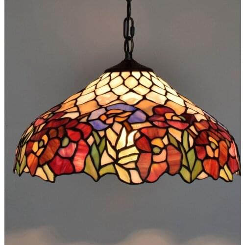European-Style Retro Creative Tiffany Colored Glass Living Room Dining Room Bedroom Chandelier Bar Lotus Art Lighting