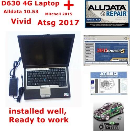 2020 hot all data 10.53 auto repair software alldata Mit//chell OD 2015 atsg vivid 4in1 1TB HDD installed in laptop D630 4g