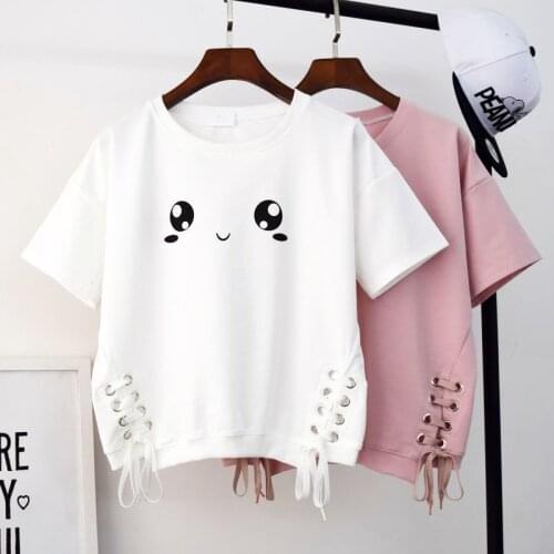 Hipster Short-Sleeved T-shirt Womens Loose Korean-Style Summer New Cute All-match Ins White Clothes