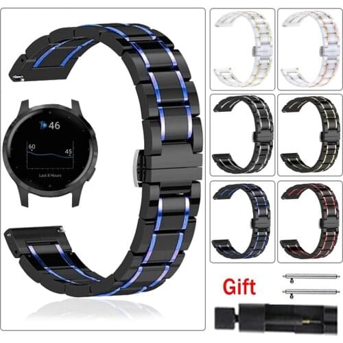 Luxury Ceramic Wrist Strap for Garmin Watch Vivoactive 4 3 Watchband for Garmin Active Watch Band Bracelet Accessories 20/22mm