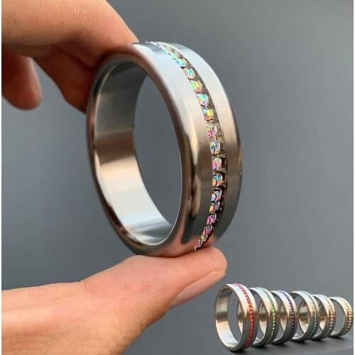 2021 Diamond Penis Cock Ring For Men Prostate Massage Cockring Stainless Steel Penis Dick Rings Delay Ejaculation Adult Sex Tool