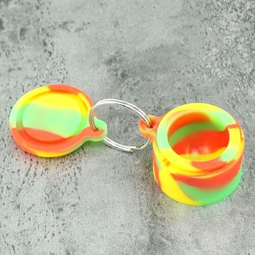 2Pcs 6ml Silicone Jar Container Storage Box for Oil Wax Jars Dab With Keychain Random Color Smoking Smoke Vaporizer Herb Tobacco