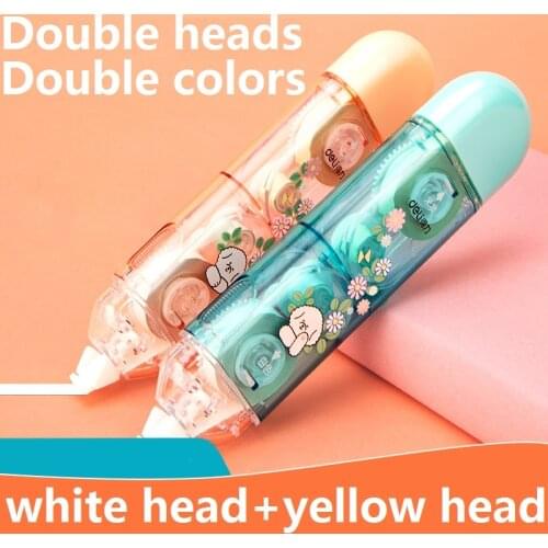 24Meters Double Heads 2 Colors Correction Tapes Different Paper White Yellow Modify Writing Mistake Student Belt Cover 71512