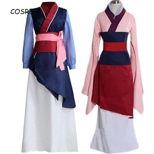 Movie Mulan Army Cosplay Costumes Dress Skirt Hua Mulan Fantasia Princess Dress Halloween Party Fancy Dress Clothing Women Girls