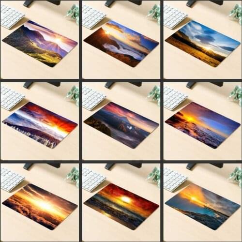 XGZ Big Promotion Gaming Mouse Pad Sunset Seaside Waterfall Landscape Office Computer Keyboard Mat Rubber Non-slip