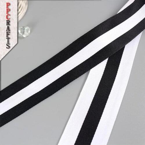 PPCrafts 10 15 20 25 40mm Black White Stripes Ribbon Webbing For Handwork Apparel Sewing & Fabric Accessories