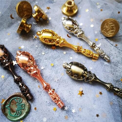 Retro broze metal color handle antique metal handle in diffrent color for wax seal stamp metal handle tool