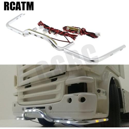CNC Metal Front Bumper with Light for 1/14 Tamiya RC Truck Scania R620 56323 R730