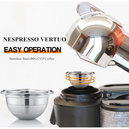 BIG CUP Espresso Capsulas Recargables Nespresso Vertuoline & Vertuo Stainless Steel Refillable Coffee Filter Reusable Pods