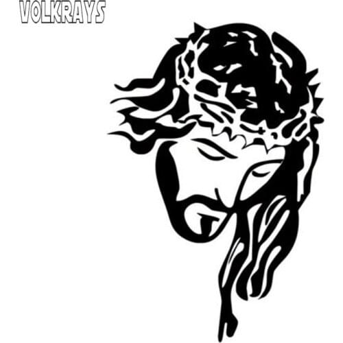 Volkrays Fashion Car Sticker Jesus Christ God Accessories Reflective Waterproof Cover Scratches PVC Decal Black/Silver,11cm*7cm