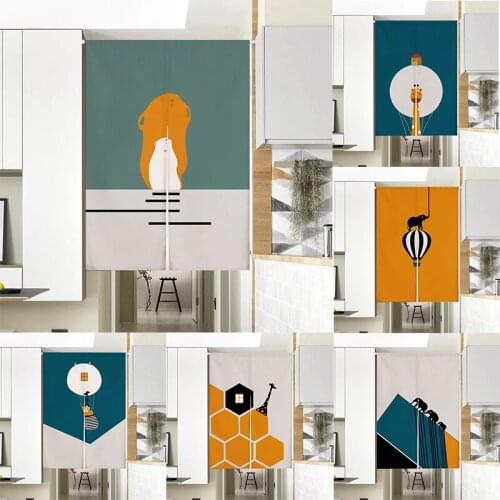 Cartoon Bedroom Partition Fabric Curtain Kitchen Half Panel Curtain Doorway Hanging Curtain Geomantic Curtain Blackout Curtain