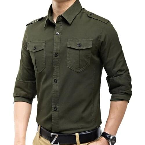 New arrivals military vintage slim fit long sleeve shirt causaul shirts Yellow Army green M-XXXL A6620