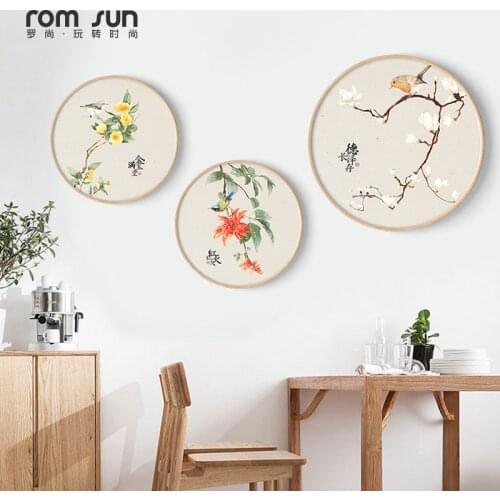Chinese Minimalist Birds With Flowers Canvas Painting Poster And Print Wall Art Pictures For Living Room Bedroom Aisle Studio