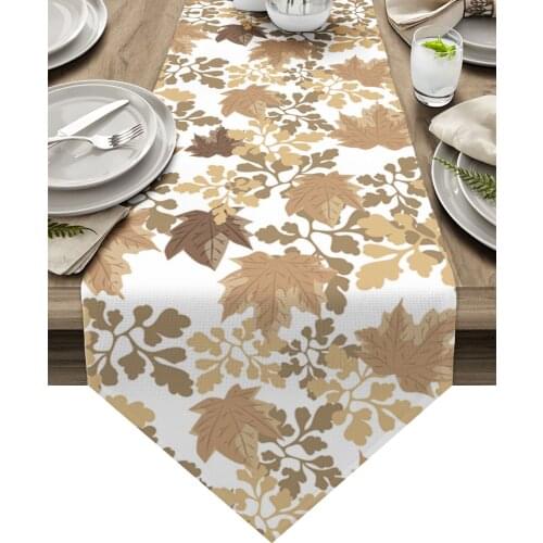 Autumn Retro Maple Leaf Texture Table Runner Luxury Dining Table Decor Tablecloth Table Runner for Wedding Party