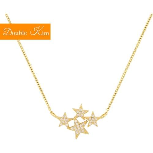 Four Stars Zircon Pendant Necklace Titanium Stainless Steel Gold Chain Necklace Inlaid Zircon Fashion Trendy Women Jewelry Gift