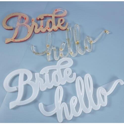 Bride Doorplate Hello Letter Rectangle Resin Art Holiday Wedding Party Craft Supplies Mold Epoxy Resin Craft Supplies Resin Mold