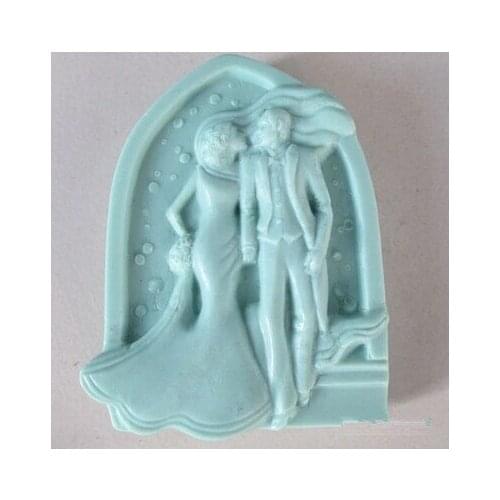 Valentines Day DIY The bride and groom modelling silicon soap mold wedding decoration mold Handmade soap mold