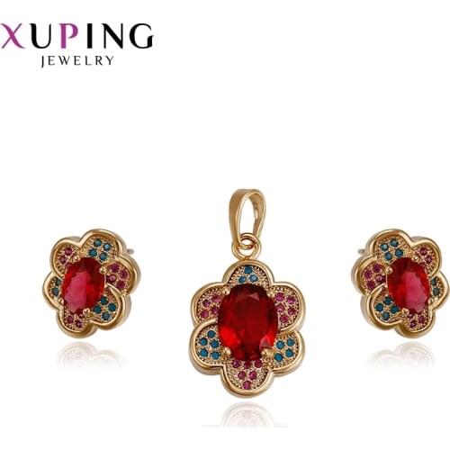 Xuping Jewelry Fashion Flower Shape New Arrival Style Charm Sets for Women 64188