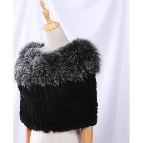 Real Rex Rabbit Fur Knitted Women Winter Pullover Shoulder Cape Lady Fox Fur Amice Fashion Cappa Tippet Thurg Stole Neck Warmer