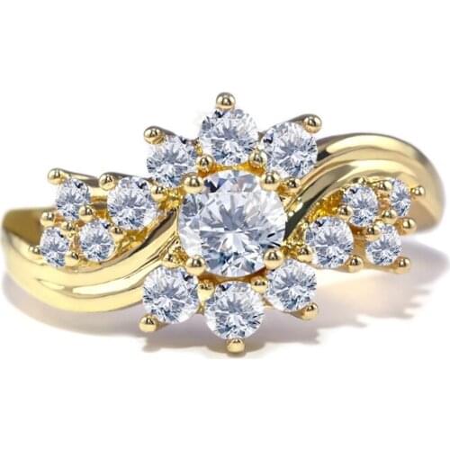 CAOSHI Fashion Flower Shape Cubic Zirconia Ring Sweet Temperament Jewelry for Women Cocktail Party Gift for Friend Wholesale