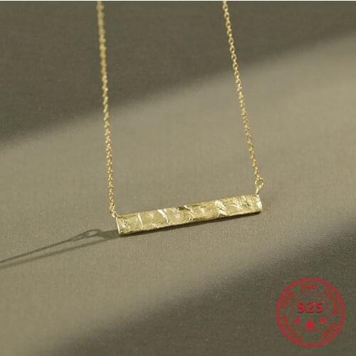 Womens Necklace S925 Sterling Silver Foil Paper Geometric Square Pendant Fashion Temperament Chain Accessories Jewelry Gift