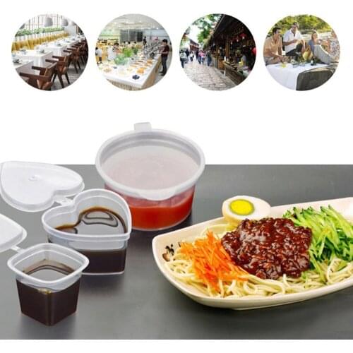 1oz/1.5oz Small Plastic Disposable Sauce Cups Plastic Disposable Sauce Cups With Lid Food Storage Containers Boxes