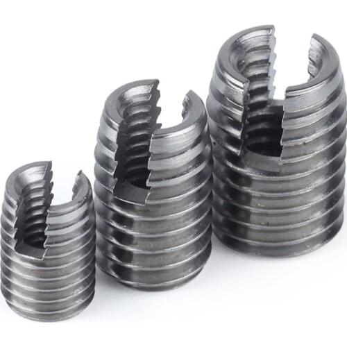 10PCS M2-M6 Stainless Steel Threaded Inserts Metal Thread Repair Insert Self Tapping Slotted Screw Threaded