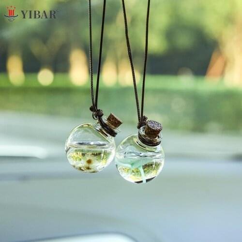 Car Air Freshener With Flower Auto Ornament Perfume Pendant Storage Bottle